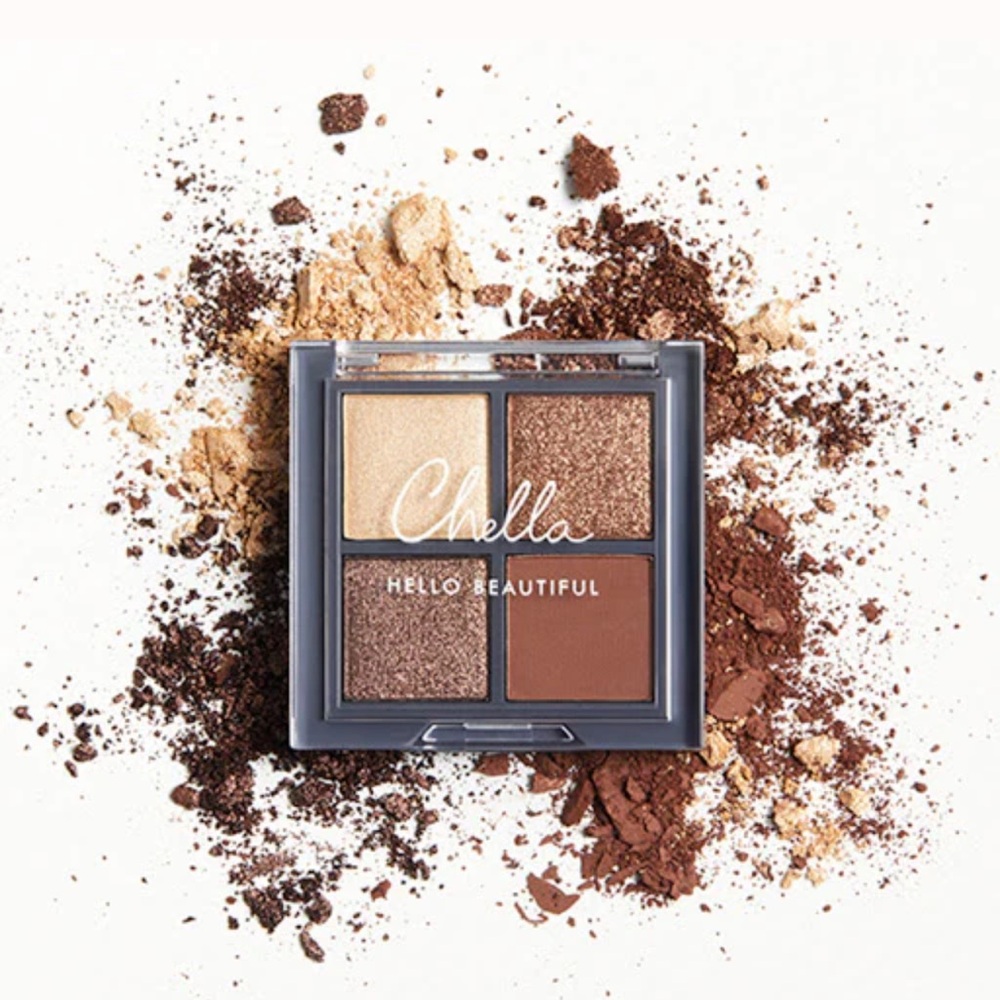 Chella Gold and Brown Hello Beautiful Eyeshadow Palette Luxurious Makeup .15 oz
